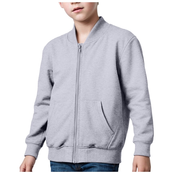 Wenfanal Zip Up Hoodie Girls Baby Girl Jacket Boys Long Sleeved Jacket Comfortable Warm Fashion Casual Zipper Sports Jacket Size 7-8 Years,Grey