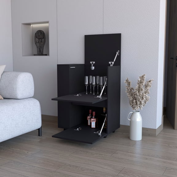 Wenge 2-Cabinet Bar Cart