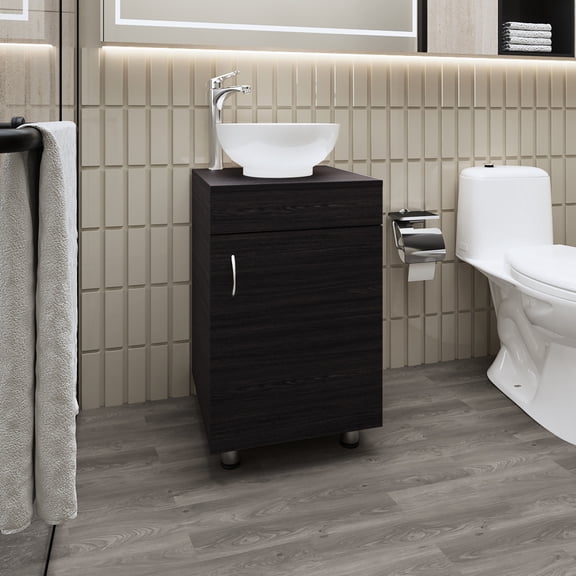 Wenge Bathroom Vanity with Spacious Cabinet / Store Hygiene Products