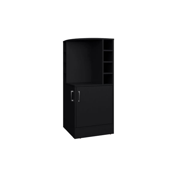 Wenge Corner Bar Cabinet with Bottle Rack and Open Shelf