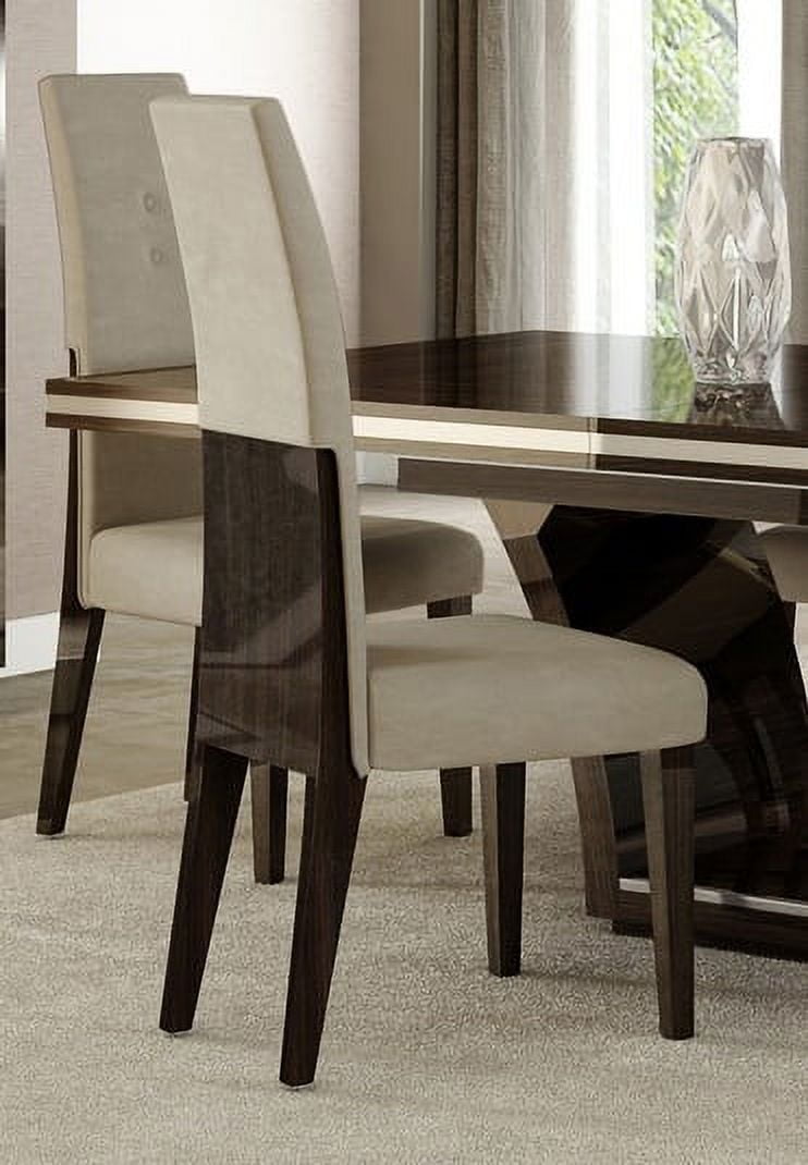 Ladderback Brown Leather Upholstered Side Dining Chair