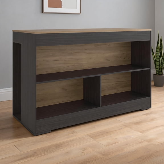 Wenge Finish Kitchen Island with Open Storage, Multi-Purpose Shelving, Contemporary Design, 54.3 W x 23.6 D x 34.8 H