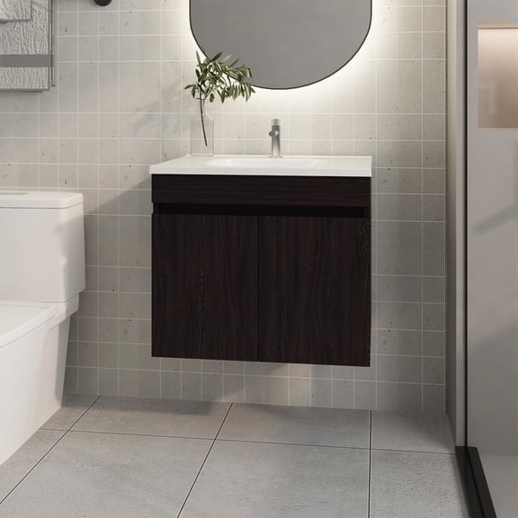 Wenge Finish - Space - Saving - Small Bathroom - Storage Solution