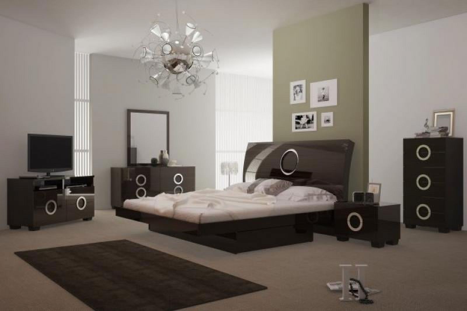 Wenge High Gloss Finish King Bedroom Set 5Pcs Global United Monte Carlo - image 1 of 5