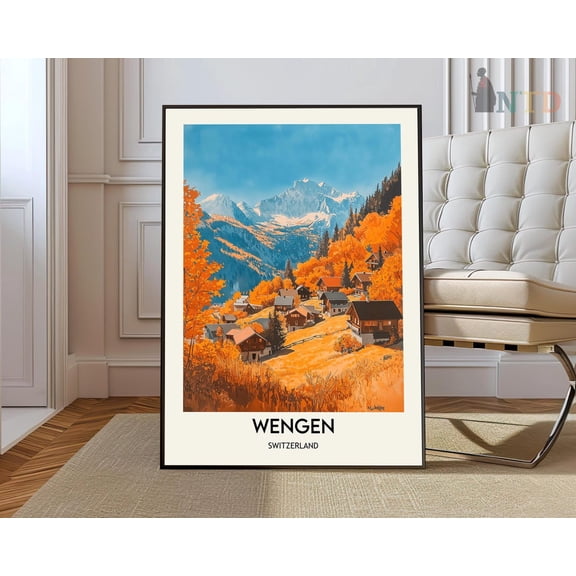 Wengen Swiss Alps Poster, Unframed Paper Poster 8x10in