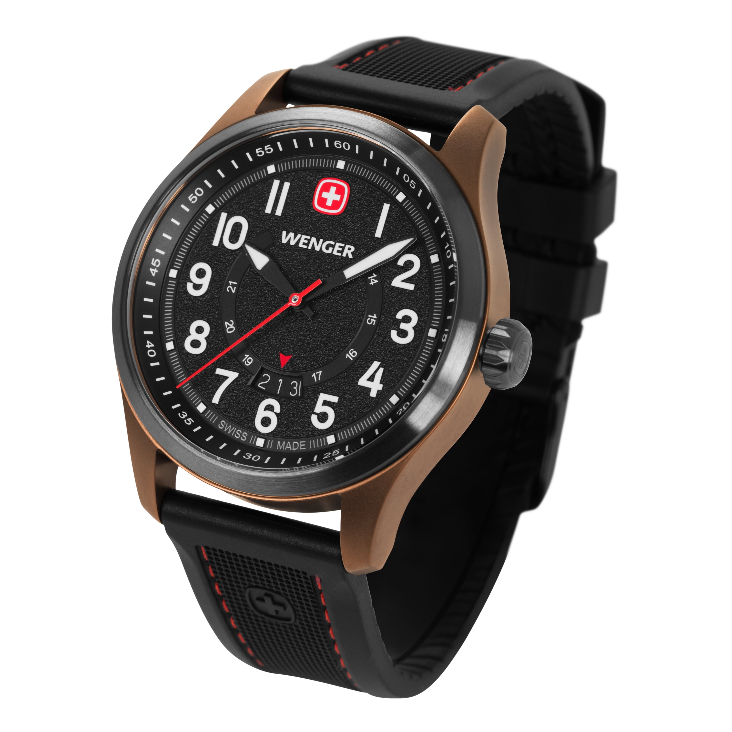 Wenger Terragraph Swiss Watch, Bronze w/ Black Dial and Black