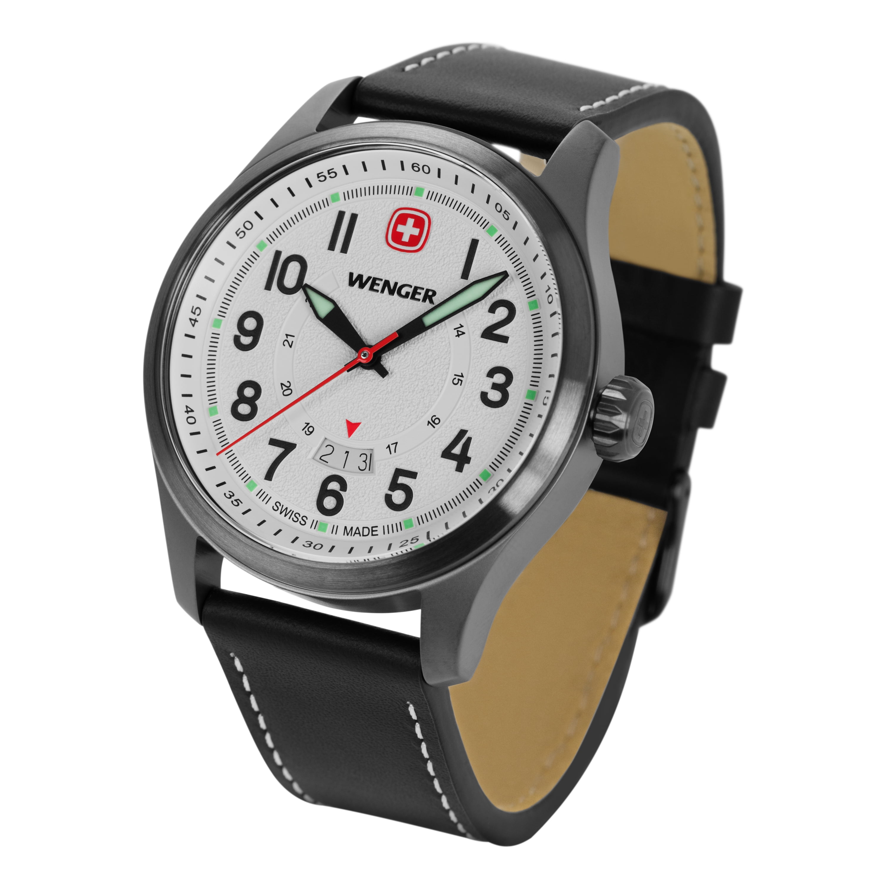 Wenger Terragraph Swiss Watch in Black Ice with White Dial and