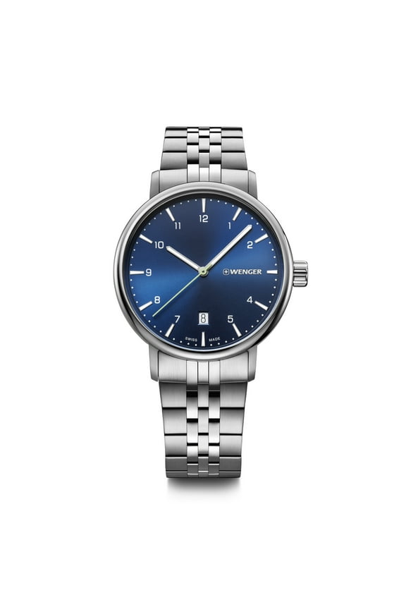 Urban Classic Water Resistant Watch with Blue Dial and Stainless Steel Bracelet