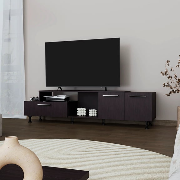 Wengue Entertainment Center with Concealed Storage / Neat Organization in Living Area