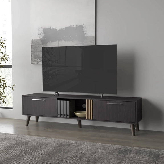 Wengue Finish Look - Store Media Items - Main Living Space - Modern Design TV Stand