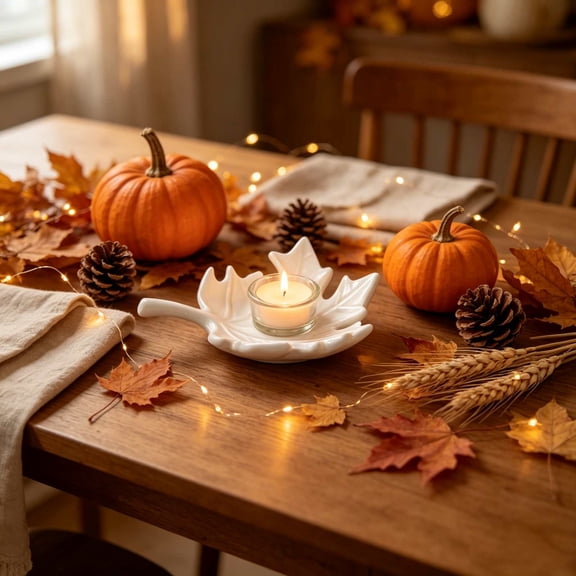 Wenini Fall Maple Leaf Candlestick Thanksgiving Maple Leaf Candle Holder Metal Candle Holder Ornament for Holiday Gift Party Dinner Table Decor
