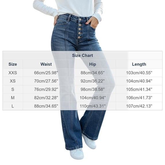 Wenini Fashion Women's Casual High Waist Denim pants Solid Color Button Up Pocket Jeans Comfortable Straight Leg Jeans