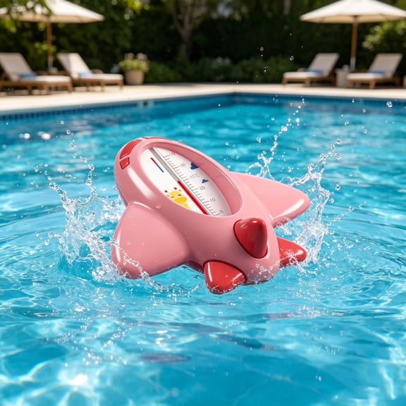Wenini Floating Pool Thermometer, Airplane Shape Easy Read Display, Shatter Resistant Thermometer for Swimming Pools Spas Hot Tubs Ponds