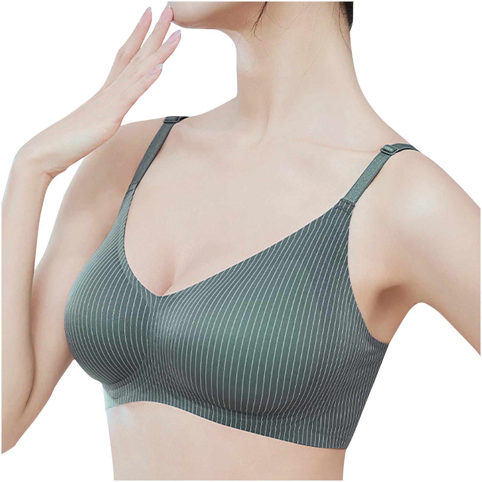 Wenini Seamless Bras for Women Solid Striped Print Loose Fit Elegant