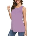 thumbnail image 1 of Wenini Summer Tank Tops for Women Sleeveless Flowy Curved Hem Round Neck Casual Basic Loose Blouse Beach Vacation Party Top, Purple M, 1 of 7