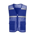 thumbnail image 1 of Wenini Unisex Vest Zip Lightweight Mesh Reflective V Neck Sleeveless Breathable Fishing Travel Hiking Casual Work Safety Vest, Blue M, 1 of 4