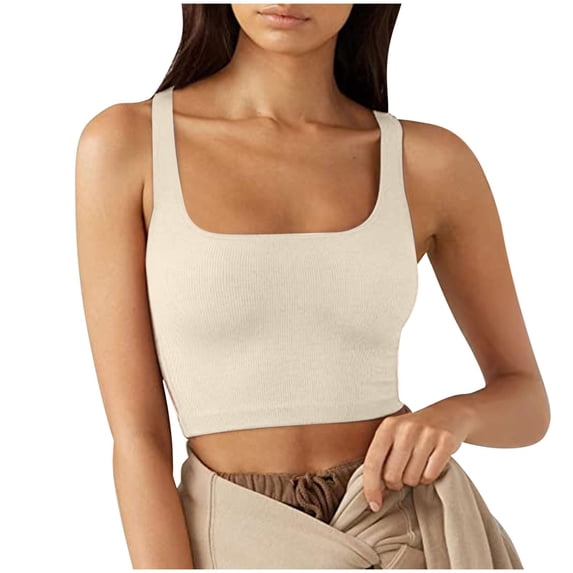 Wenini Women's Crop Tops Square Neck Sleeveless Ribbed Knit Slim Fit Basic Casual Summer Tank Tops, Pink M