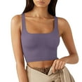 thumbnail image 1 of Wenini Women's Crop Tops Square Neck Sleeveless Ribbed Knit Slim Fit Basic Casual Summer Tank Tops, Purple M, 1 of 6