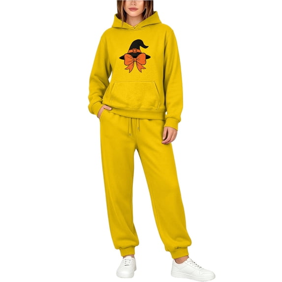 Wenini Women's Fall Winter 2 Piece Tracksuit Outfit Hooded Long Sleeve Sweatshirt Drawstring Waist Sweatpants