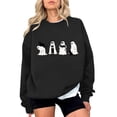 thumbnail image 1 of Wenini Women's Halloween Black Cats and Ghost Print Sweatshirt Long Sleeve Crew Neck Sweatshirt Casual Pullover Top, 1 of 7