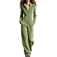 thumbnail image 1 of Wenini Women's Loose Stand Collar Long Sleeve Jumpsuit Front Zipper Wide Leg Jumpsuit with Pockets 2026 Trendy Casual Lounge Clothing, 1 of 7