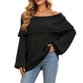 thumbnail image 1 of Wenini Women's Shoulder Solid Color Knit Sweater Top Long Sleeve Loose Casual Pullover Top, 1 of 6