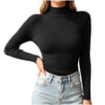 thumbnail image 1 of Wenini Women's Solid Color Turtleneck Ribbed Knit Sweater Slim Long Sleeve Pullover Top Trendy Base Layer Top, 1 of 7