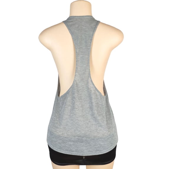 Wenini Women's Tank Tops Backless Racerback Sleeveless Solid Casual Loose Summer High Neck Tops Workout, Gray L