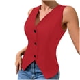 thumbnail image 1 of Wenini Women's Vest Blazer Sleeveless Button Down V Neck Casual Slim Tank Top Summer Work Tops, Red XXL, 1 of 7