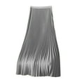 thumbnail image 1 of Wenini Womens Skirts Solid Maxi Summer Skirt Plain Satin Skirt Large Versatile Wedding Guest Fashion Casual Pleated Skirt Gray L, 1 of 6