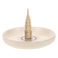 Wenliwode Ceramic Dish Plate with Iron Tower Decor Jewelry Plate