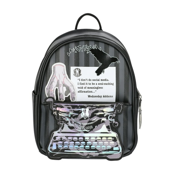 Wednesday Typewriter Women's 10.5" Mini Backpack, Black