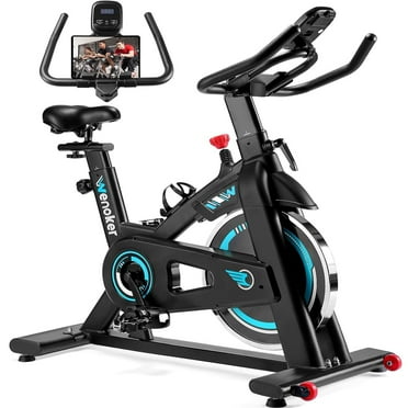 Wenoker Exercise Bike Indoor Cycling Bicycle with Silent Belt Drive, Heavy Flywheel, Comfortable Seat Cushion and Upgraded LCD Monitor with 300lb Max Weight