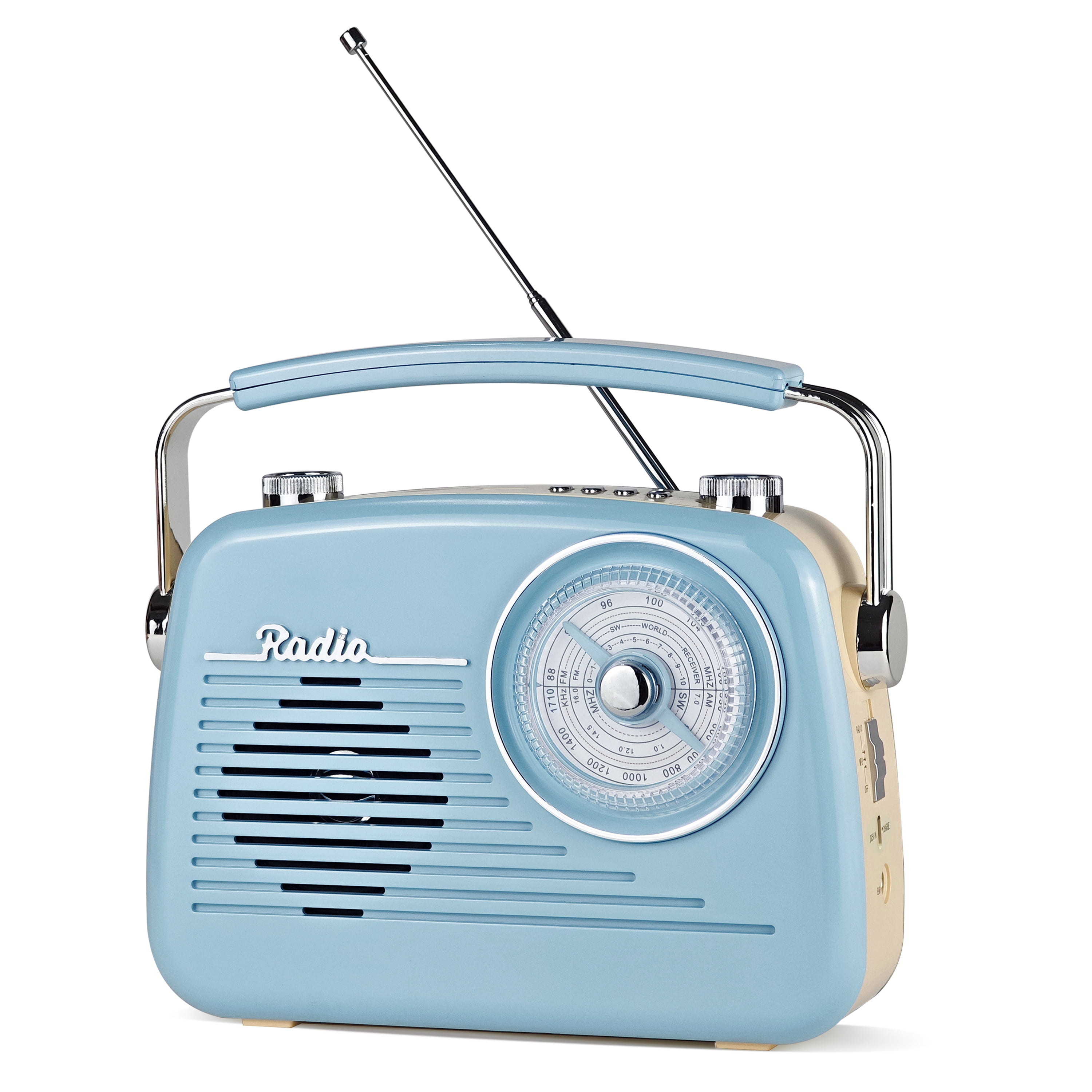 Portable AM FM Shortwave Vintage Radio Multifunctional Bluetooth Speaker 4 Power Options 5W Speaker TWS Stereo Plug-in Wall/Type-C Charging Emergency Radio for Home Outdoor Camping (Blue)