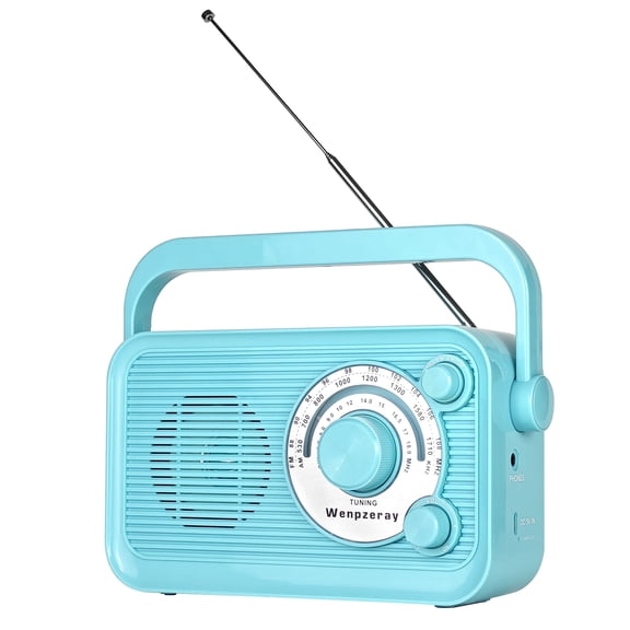 Camping Emergency AM FM Shortwave Radio, DSP Chip Bluetooth Speaker, Type-C Charging Retro Portable Radio Wenpzeray D218 (Blue)