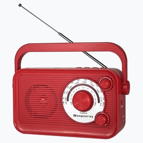 Camping Emergency AM FM Shortwave Radio, DSP Chip Bluetooth Speaker, Type-C Charging Retro Portable Radio Wenpzeray D218 (Red)