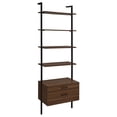 thumbnail image 1 of Wens Wall Mounted Bookcase Unit, 4 Shelves, 2 Drawers, Black Brown, 1 of 5