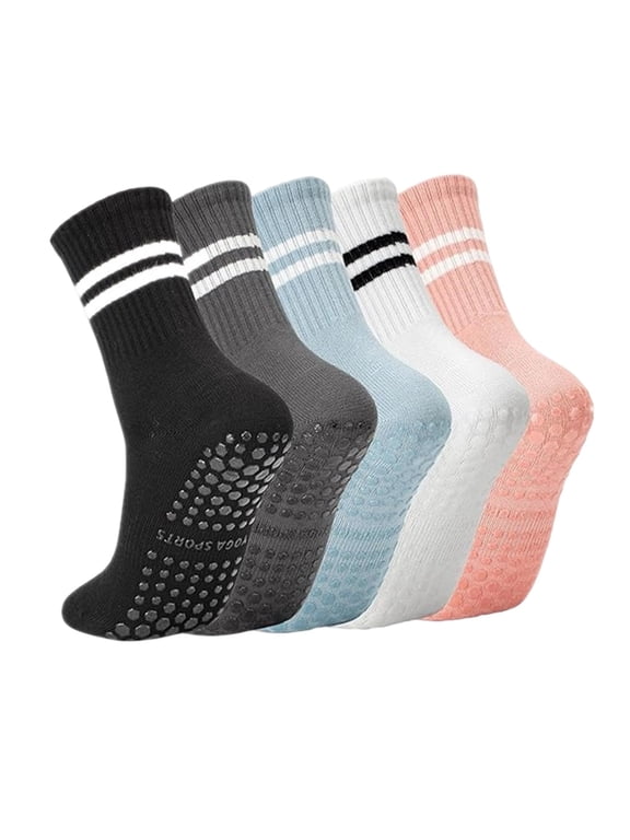 Non Slip Yoga Socks with Grips Anti Skid Ankle Socks for Pilates Barre Home Dance Use