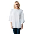 thumbnail image 1 of Wenseny Long Sleeve Bell Sleeve Shirts for Women Round Neck Loose Casual Tops White L, 1 of 5