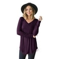 thumbnail image 1 of Wenseny Long Sleeve Shirt for Women V-Neck Side Split Casual Tops Loose Shirts Purple 2XL, 1 of 6