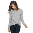 thumbnail image 1 of Wenseny Long Sleeve Shirts For Women Twist Knot Front Tunic Blouse Shirt Grey L, 1 of 5