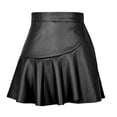 thumbnail image 1 of Wenseny Ruffled A-Line Leather Skirt Elegant Pleated Skirt for Women Youth Teenagers Black M, 1 of 8