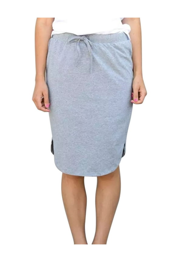 Straight Skirt for Women Elastic Waist Side Split Fashion Casual Skirts Grey M