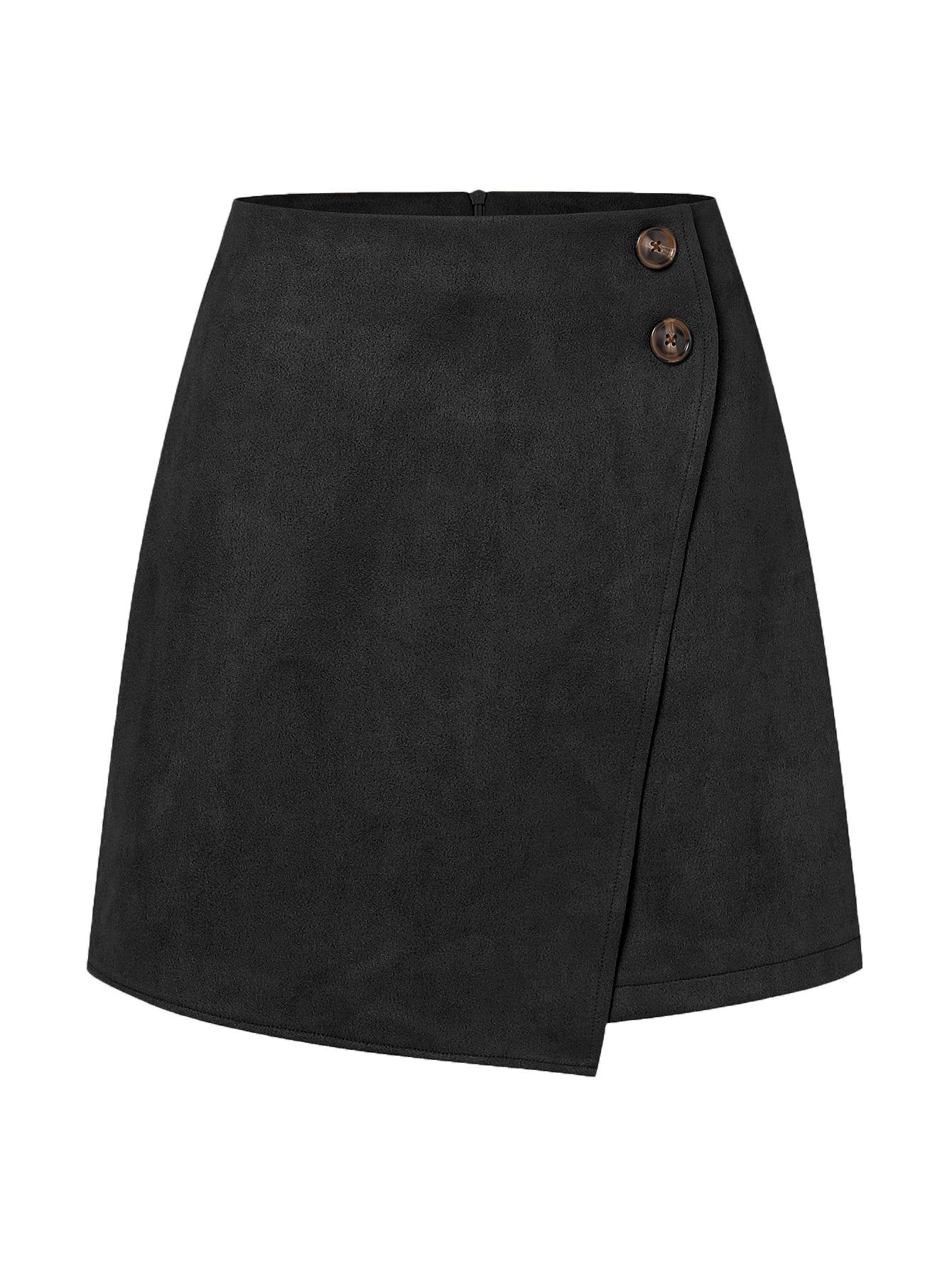 Wenseny Women Asymmetric High Waist Short Wrap Skirt Suede Casual A ...