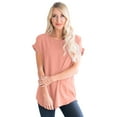 thumbnail image 1 of Wenseny Women Round Neck T-shirt Short Sleeves Loose Fit Tunic Blouse Tops Coral XL, 1 of 6