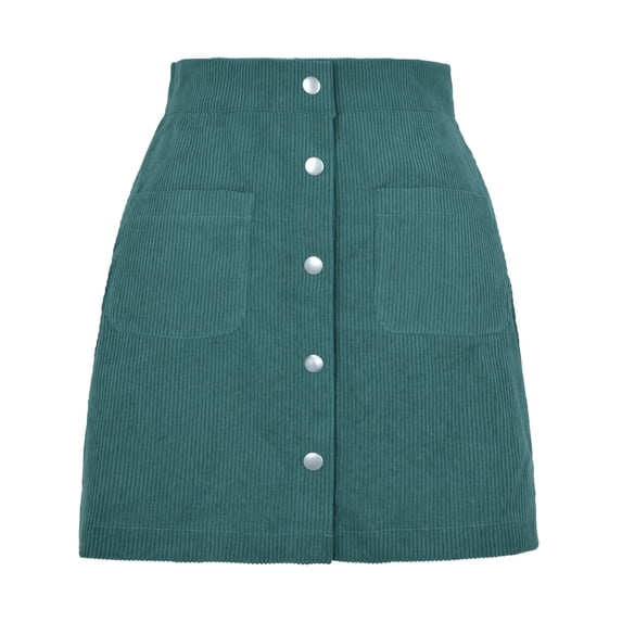 Wenseny Womens Corduroy A-line Skirt Classic Vintage Casual Skirts Stylish Short Skirt Green S