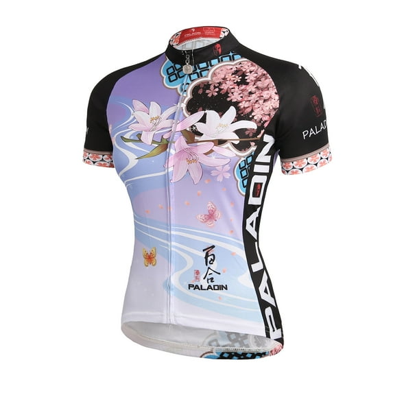 Wenseny Womens Cycling Jersey Short Sleeves Floral Print Bike Shirt XL
