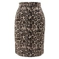 thumbnail image 1 of Wenseny Womens Leopard Pencil Skirt Suede Bodycon Straight Skirt Casual Classic Skirts Beige L, 1 of 5