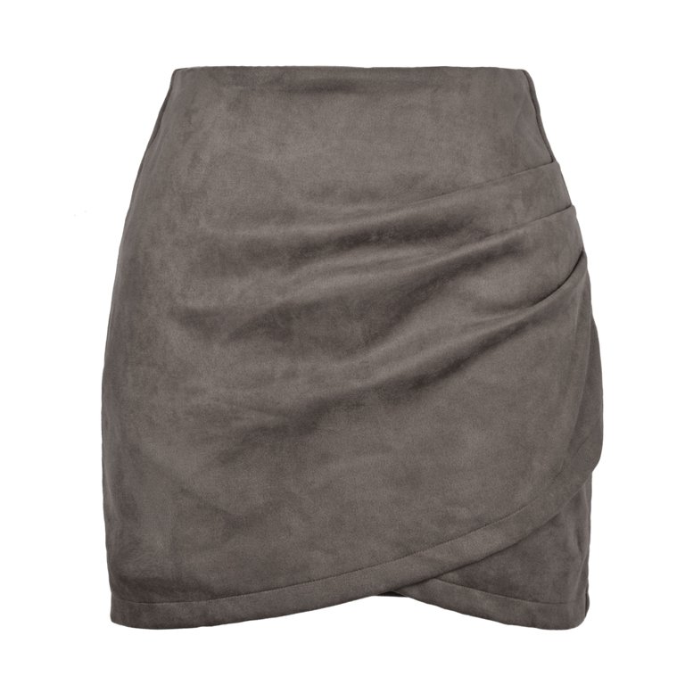 Wenseny Womens Stylish Suede Tulip Skirt Asymmetric Wrap