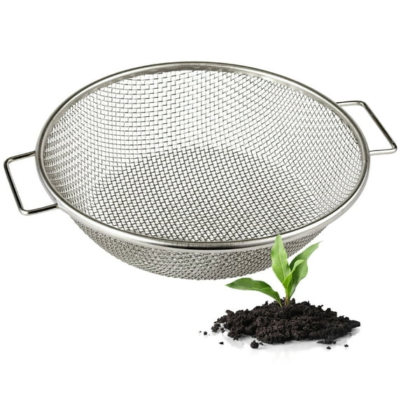 WENSES Round Soil Sifter for 5-Gallon Bucket (1/8-inch Mesh), Stainless Steel Garden Sieve with Handles